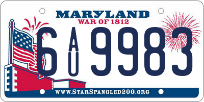 MD license plate 6AU9983