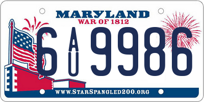 MD license plate 6AU9986