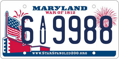 MD license plate 6AU9988