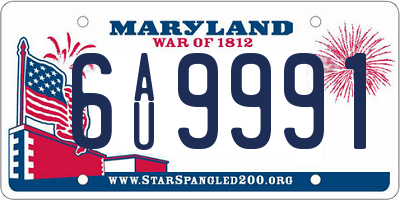 MD license plate 6AU9991