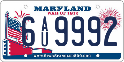 MD license plate 6AU9992