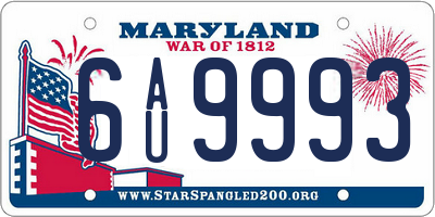 MD license plate 6AU9993