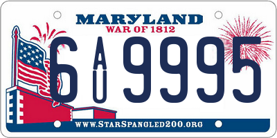 MD license plate 6AU9995