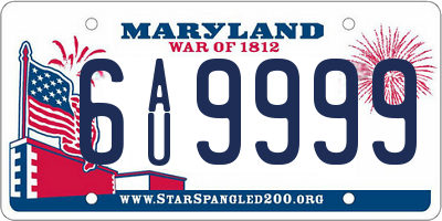 MD license plate 6AU9999