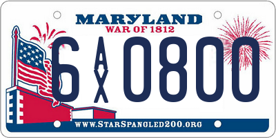 MD license plate 6AX0800