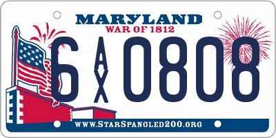 MD license plate 6AX0808