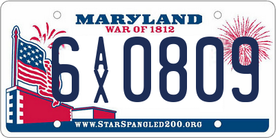 MD license plate 6AX0809