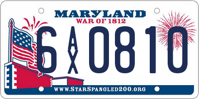 MD license plate 6AX0810