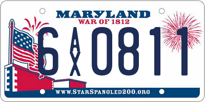 MD license plate 6AX0811