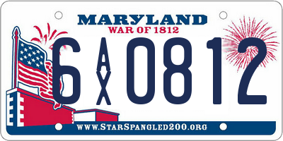 MD license plate 6AX0812
