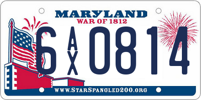 MD license plate 6AX0814