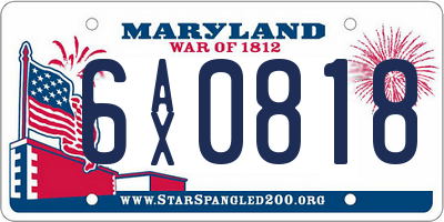 MD license plate 6AX0818