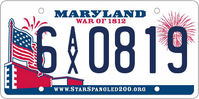 MD license plate 6AX0819