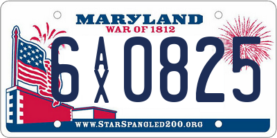 MD license plate 6AX0825