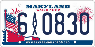 MD license plate 6AX0830