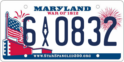 MD license plate 6AX0832