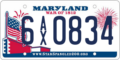 MD license plate 6AX0834