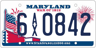 MD license plate 6AX0842