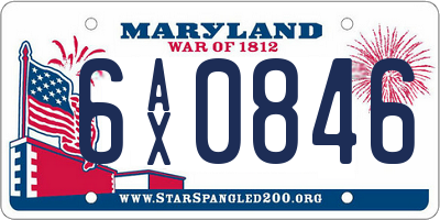 MD license plate 6AX0846
