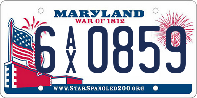 MD license plate 6AX0859