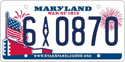 MD license plate 6AX0870