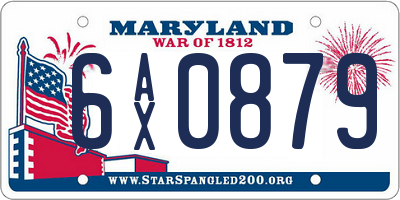 MD license plate 6AX0879