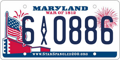 MD license plate 6AX0886