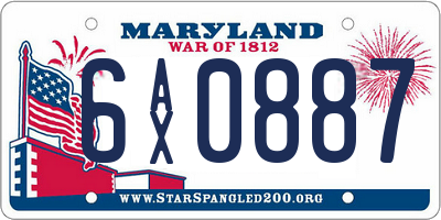 MD license plate 6AX0887