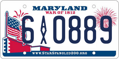 MD license plate 6AX0889