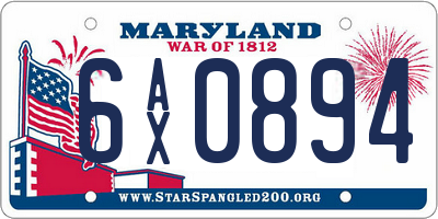 MD license plate 6AX0894
