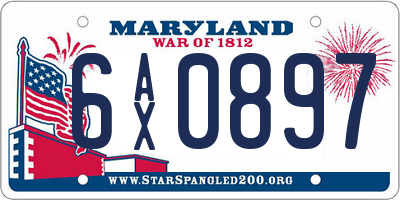 MD license plate 6AX0897