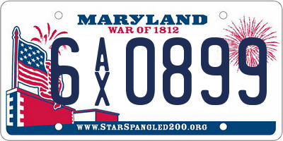 MD license plate 6AX0899
