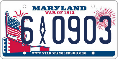 MD license plate 6AX0903