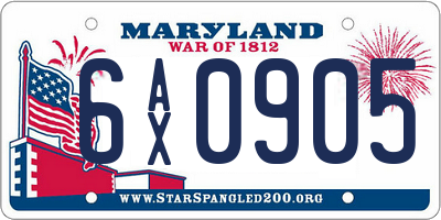 MD license plate 6AX0905