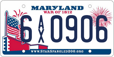 MD license plate 6AX0906