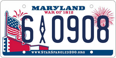 MD license plate 6AX0908
