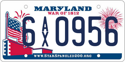 MD license plate 6AX0956
