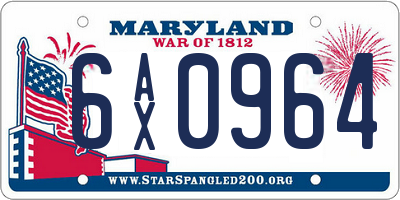MD license plate 6AX0964