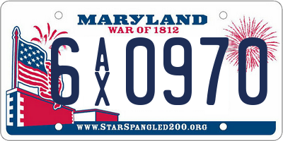 MD license plate 6AX0970
