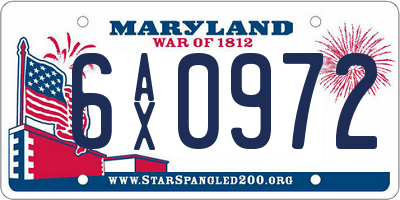 MD license plate 6AX0972