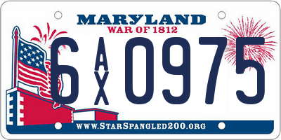 MD license plate 6AX0975