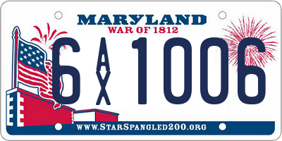 MD license plate 6AX1006