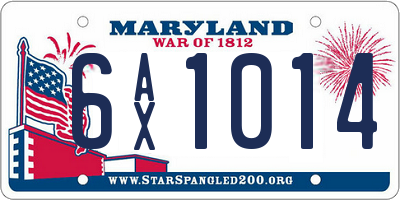 MD license plate 6AX1014