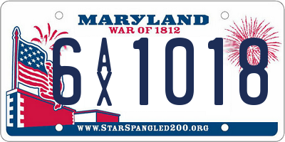 MD license plate 6AX1018