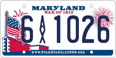 MD license plate 6AX1026