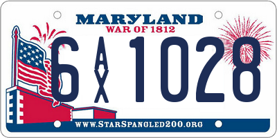MD license plate 6AX1028