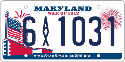 MD license plate 6AX1031