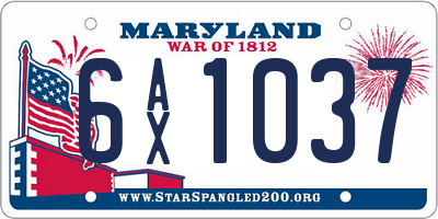 MD license plate 6AX1037