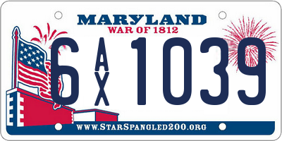 MD license plate 6AX1039