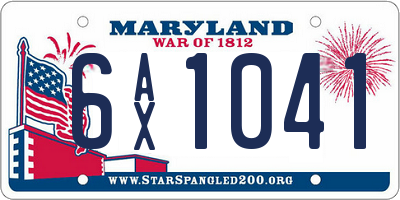 MD license plate 6AX1041